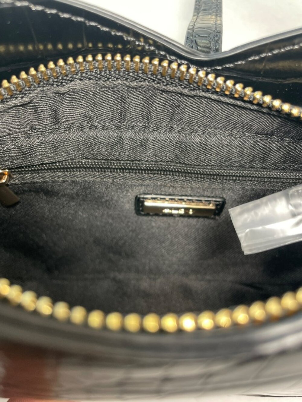 Aldo Julietta Black Croc-Embossed Shoulder Bag Adjustable Strap Gold Accents NWT - Picture 9 of 9